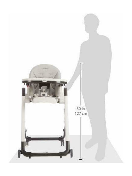 Peg Perego Siesta Αναδιπλούμενο Καρεκλάκι Φαγητού με Ρυθμιζόμενο Ύψος Γκρι
