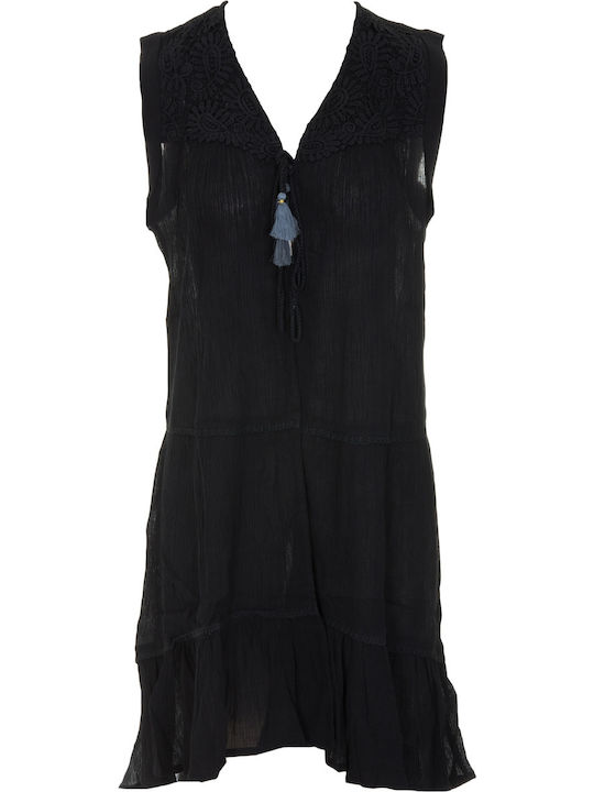 Funky Buddha Women's Maxi Kimono Beachwear Black