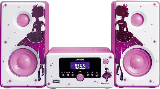 Lenco Ηχοσύστημα 2.0 MC-020 MC-020P 10W με Digital Media Player, WiFi και Bluetooth Ροζ