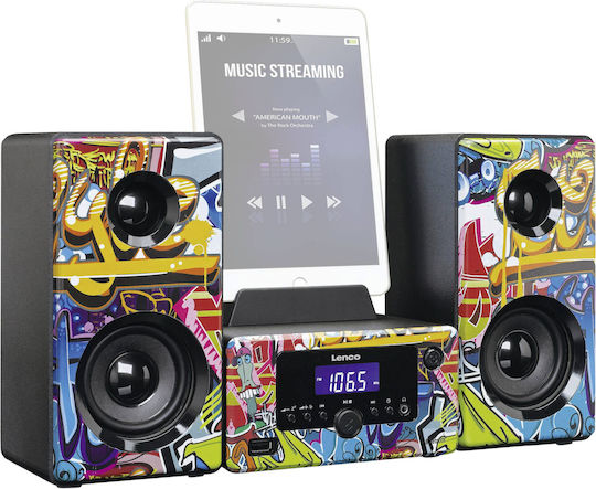 Lenco Ηχοσύστημα 2.0 MC-020 MC-020T 10W με Digital Media Player και Bluetooth Πολύχρωμο