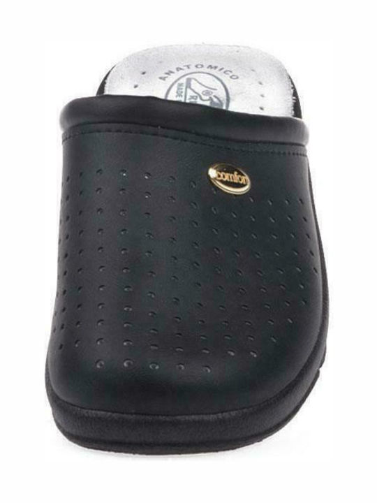Max Relax Women's Leather Anatomic Clogs Black