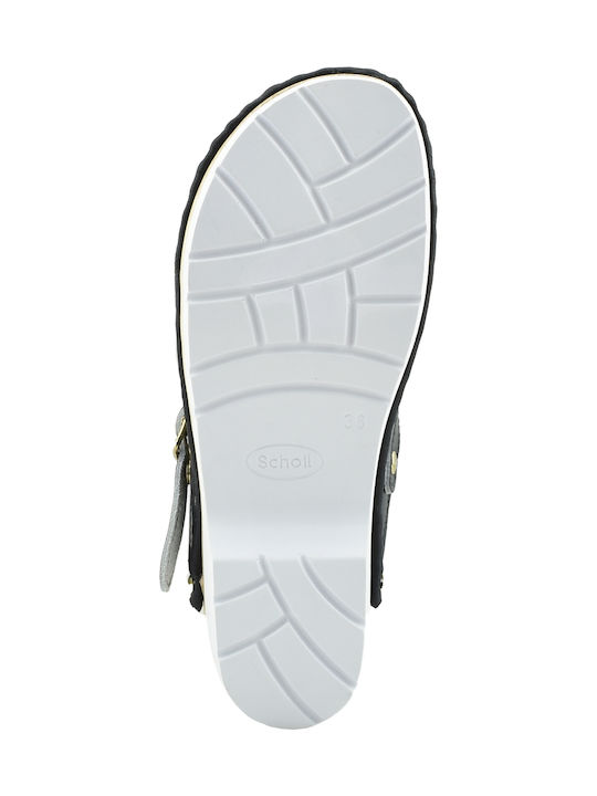 Scholl Super Comfort Leather Anatomic Clogs Blue
