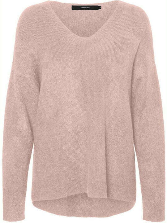 Damen Langarm Pullover mit V-Ausschnitt Sepia Rose
