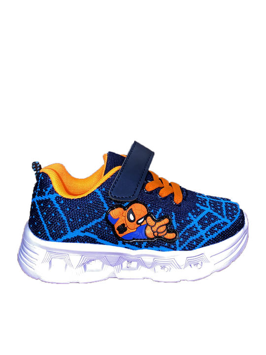 Spiderman Adidași Copii Cu Închidere Hoop & Loop Și Cu Luminite Albastre