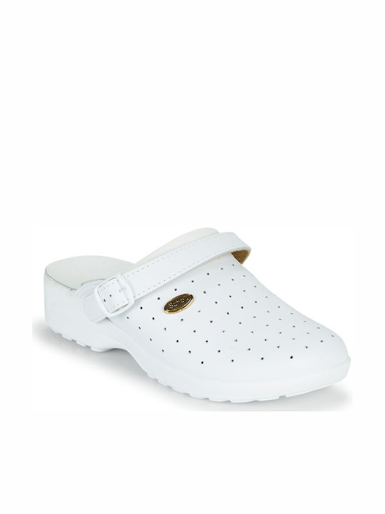 Scholl Racy Δερμάτινα Ανατομικά Σαμπό Λευκά