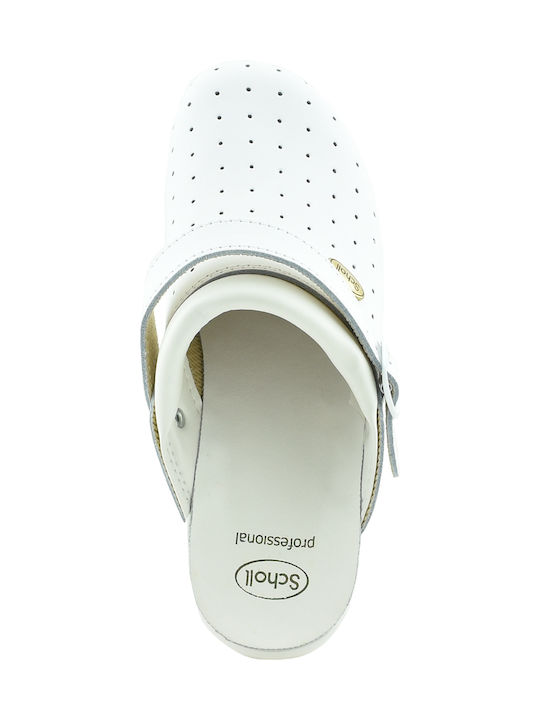 Scholl Racy Δερμάτινα Ανατομικά Σαμπό Λευκά