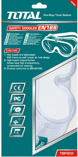 Total Safety Glasses / Work Mask for Protection with Transparent Lenses 1pcs