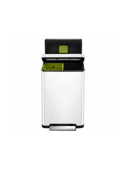 Eko Coș De Gunoi X-Cube VB 936840 De Reciclare Din Oțel Inoxidabil Cu Pedală Alb 40lt