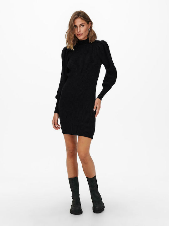 Katia Mini Dress Knitted Turtleneck Black