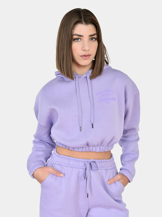 67370 Cropped Women's Sweatshirt Hooded Lilac