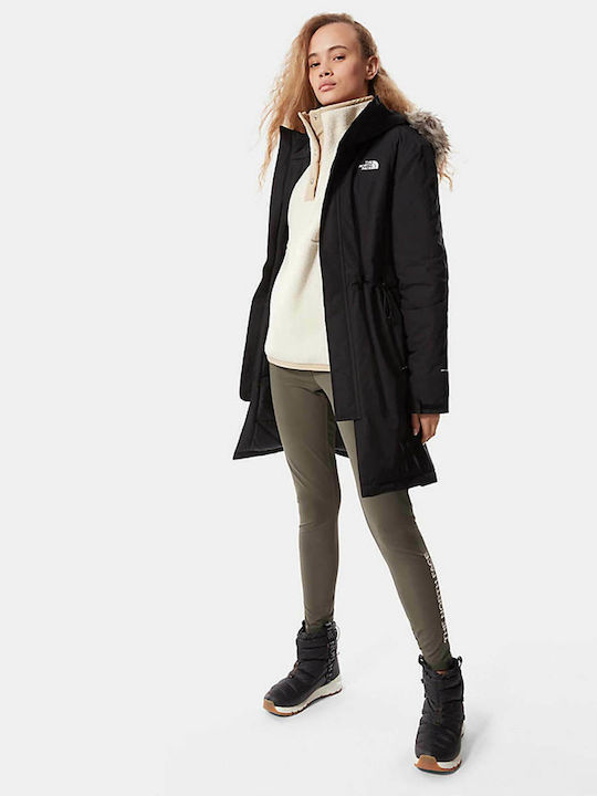Recycled Zaneck Women's for Hiking Long Parka Jacket Waterproof and Windproof for Winter with Hood Black