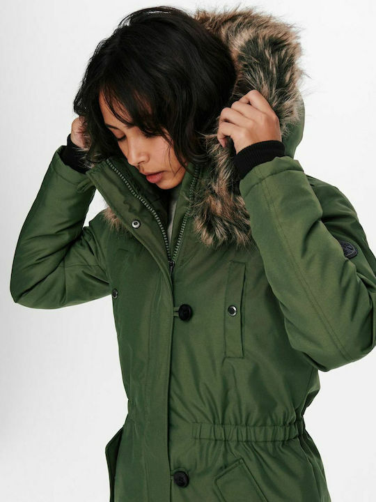 Lungă Jachetă de femei tip parka Verde