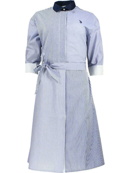 Ella Summer Midi Shirt Dress Blue