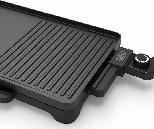 Black & Decker Griddle Tabletop Electric Grill Smooth and Ribbed Plate 2200W with Adjustable Thermostat 49cmx27cmcm