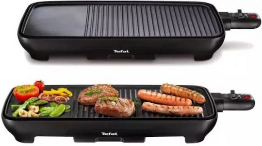 Tefal Plancha Επιτραπέζια Ηλεκτρική Ψησταριά Λείας και Αυλακωτής Πλάκας 2000W με Καπάκι και Ρυθμιζόμενο Θερμοστάτη 40x30εκ.