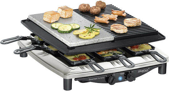 Steba RC 4 Plus Deluxe Tischplatte Elektrogrill Raclette Glatte und Geriffelte Platte 1450W mit einstellbarem Thermostat 39cmx37cmcm