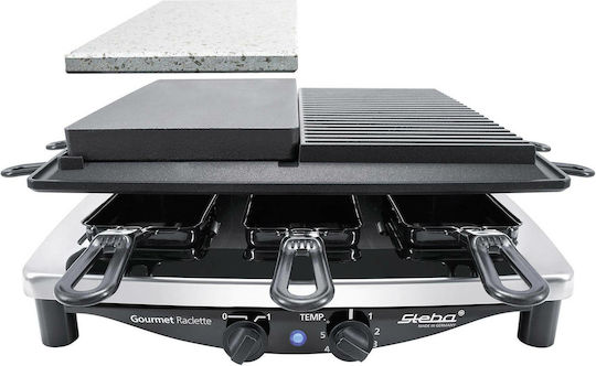 Steba RC 4 Plus Deluxe Tischplatte Elektrogrill Raclette Glatte und Geriffelte Platte 1450W mit einstellbarem Thermostat 39cmx37cmcm