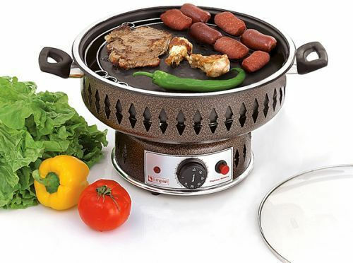 Olimpist Cooking Robot Set Tabletop Electric Grill Smooth Plate 2000W with Lid and Adjustable Thermostat 40cmx40cmcm