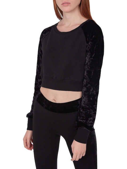 Cropped Women's Sweatshirt Velvet Black