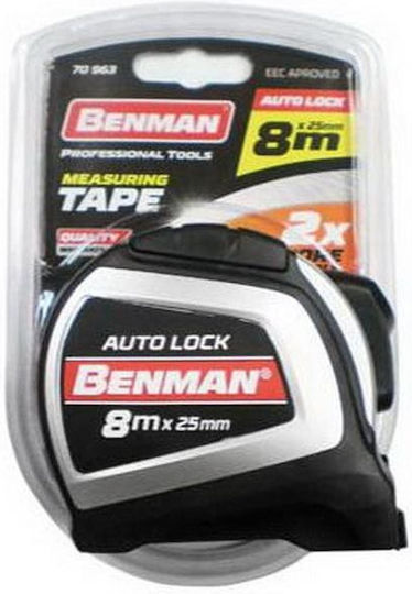 Benman Tape Measure with Auto-Rewind and Magnet 25mm x 8m