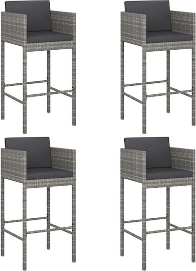 Σκαμπό Μπαρ Rattan Γκρι 4τμχ 50x48x100cm Σκαμπό Μπαρ Rattan Γκρι 4τμχ 50x48x100cm