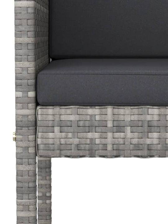 Hocker für Bar Für den Außenbereich Rattan mit Kissen Grey 4Stück 50x48x100cm