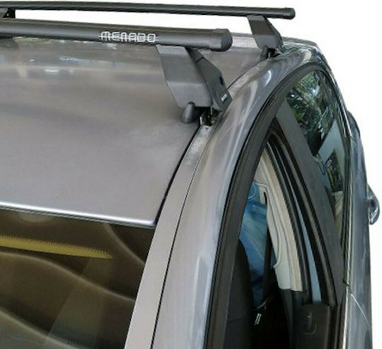 Menabo Aluminum Car Roof Bars for Opel Corsa 5D Set with Roof Rack Legs Silver