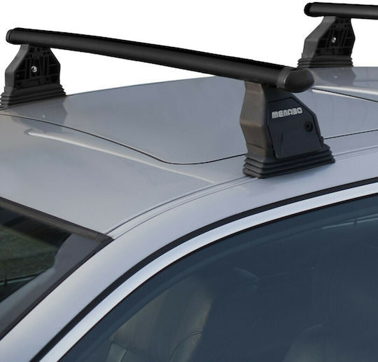 Menabo Car Roof Bars Metallic 112cm for Peugeot 607 4D Set with Roof Rack Legs Black