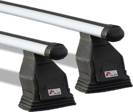 Menabo Aluminum Car Roof Bars 112cm for Fiat Croma 5D Set with Roof Rack Legs Silver