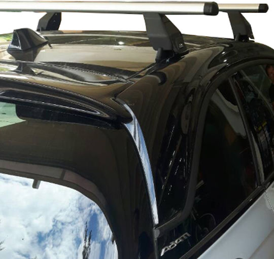 Menabo Car Roof Bars Aluminum 112cm for Opel Meriva 5D Set with Roof Rack Legs Silver
