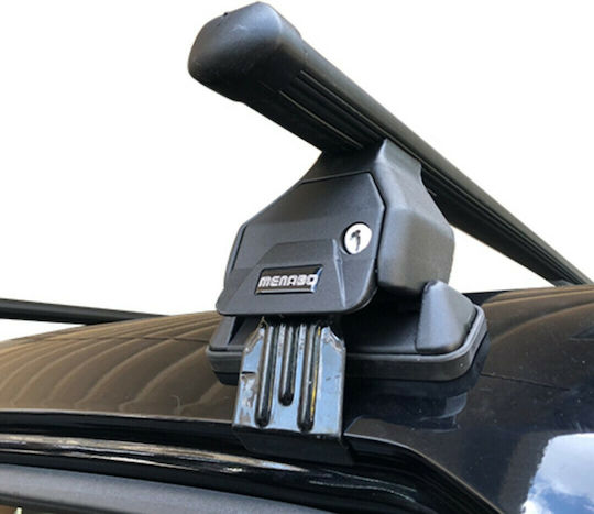 Menabo Metallic Car Roof Bars 112cm for Alfa Romeo Alfa 156 5D 5D 2000-2005 Set with Roof Rack Legs Black