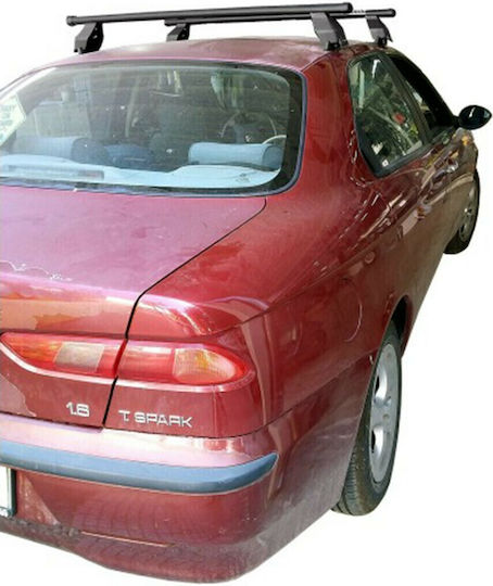 Menabo Metallic Car Roof Bars 112cm for Alfa Romeo Alfa 156 4D for Cars with Factory Bars Set with Roof Rack Legs Black
