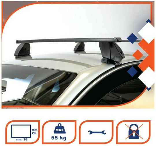 K39 Autodachträger Metallisch BSM130-K48 130cm für Renault Modus 5D 04-13 für Autos mit Werksdachträgern mit Dachträgerfüßen Schwarz
