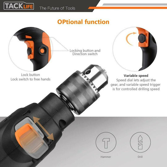 Tacklife Κρουστικό Δράπανο 710W με 10 μύτες