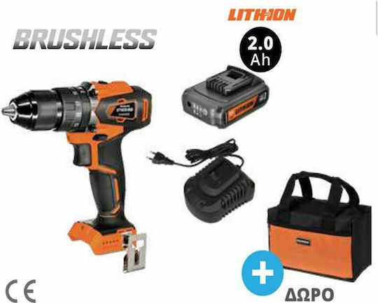 Krausmann Percussive Drill Driver Battery Brushless 20V 1x2Ah