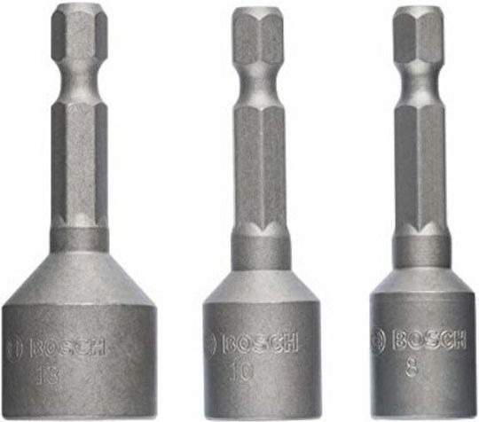Bosch Μαγνητικά Καρυδάκια Εξάγωνα με Καρέ Υποδοχής HEX Σετ 3τμχ