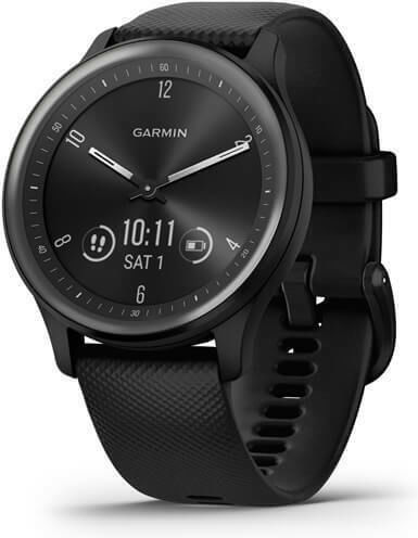 Garmin Vivomove Sport 40mm Waterproof Smartwatch with Heart Rate Monitor (Black Case and Silicone Band with Slate Accents)