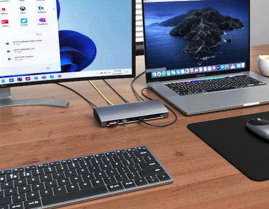 Satechi USB-C Docking Station mit 4K PD Ethernet und Verbindung 2 Monitore Gray (ST-UCT4DM)