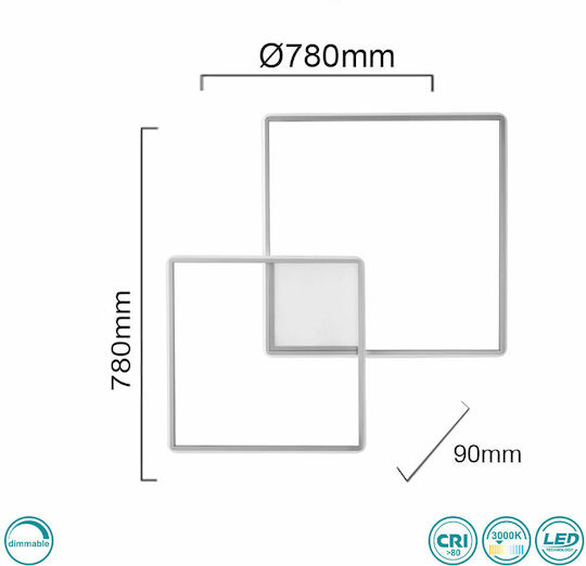 Ondaluce Pl.Dowel/Gr-Silver Модерен Осветително тяло За стена с вграден LED Сребрист 78x7x7см.