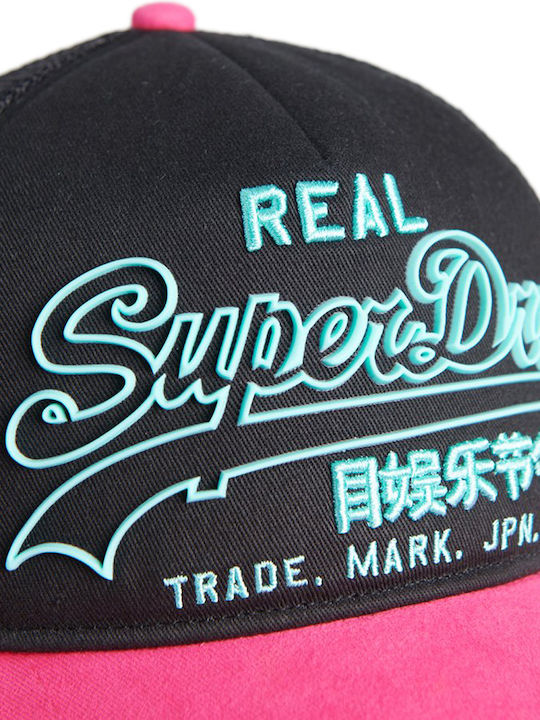Premium Goods Outline Women's Trucker Cap Black/Fluro Pink