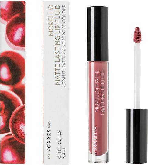 Korres Morello Matte Lasting Lip Fluid Дълготраен Течен Червило Матов 10 Дамаска роза 3.4мл