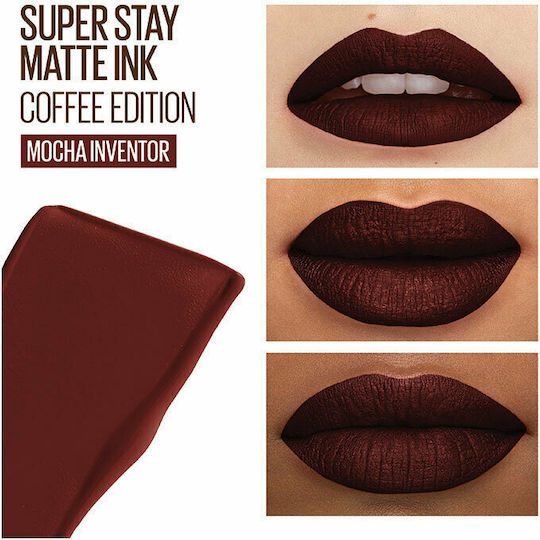 Maybelline Super Stay Matte Ink Liquid Coffee Edition Long Lasting Lichid Ruj Mat 275 Mocha Inventor 5ml
