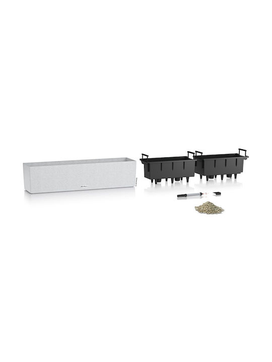 Lechuza Balconera Stone Self-watering Planter Box Plastic White 50x19x19cm.