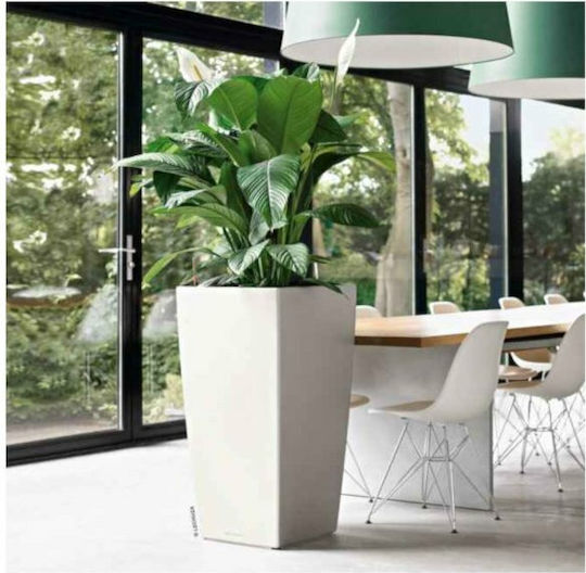 Lechuza Cubico Premium Αυτοποτιζόμενη Γλάστρα Πλαστική White High-Gloss 29.5x29.5x56.5εκ.
