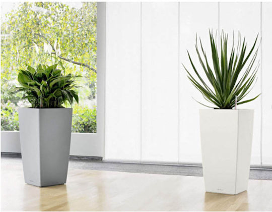 Lechuza Cubico Premium Αυτοποτιζόμενη Γλάστρα Πλαστική White High-Gloss 29.5x29.5x56.5εκ.