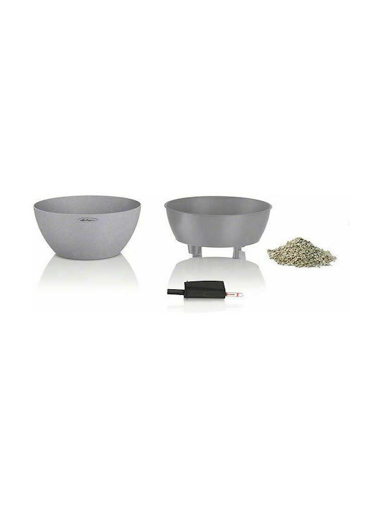 Lechuza Cubeto Stone Self-watering Pot Round Pot Plastic Black 40x40x18.3cm.