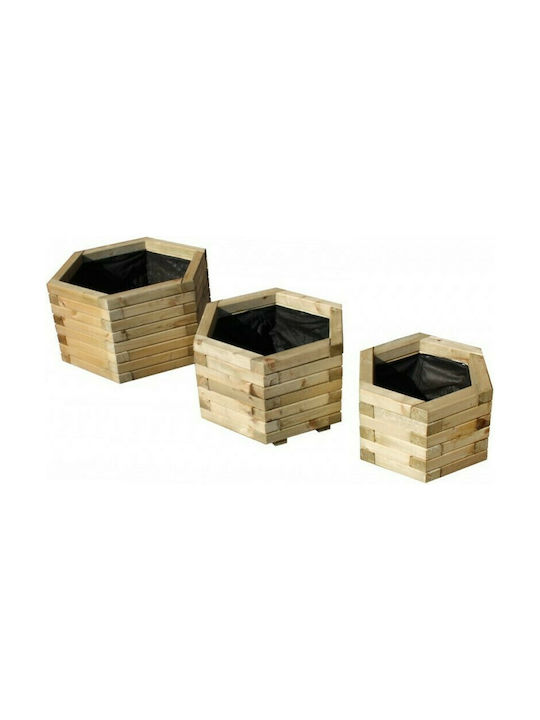 Showood Εξάγωνη Flower Pot in Brown Color 30078