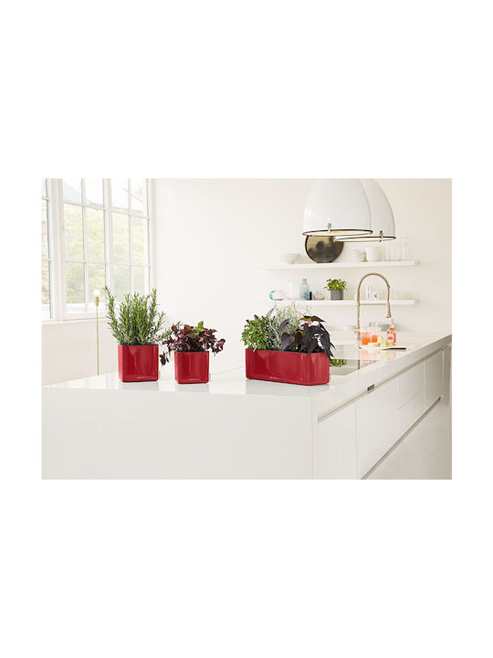 Lechuza Cube Glossy Self-watering Pot Plastic 17x17x16cm.