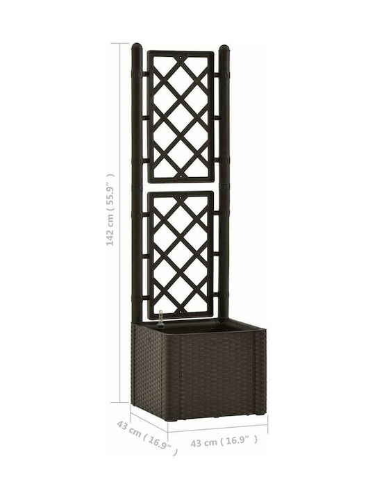 vidaXL Self-watering Planter Box Plastic Brown 43cm.