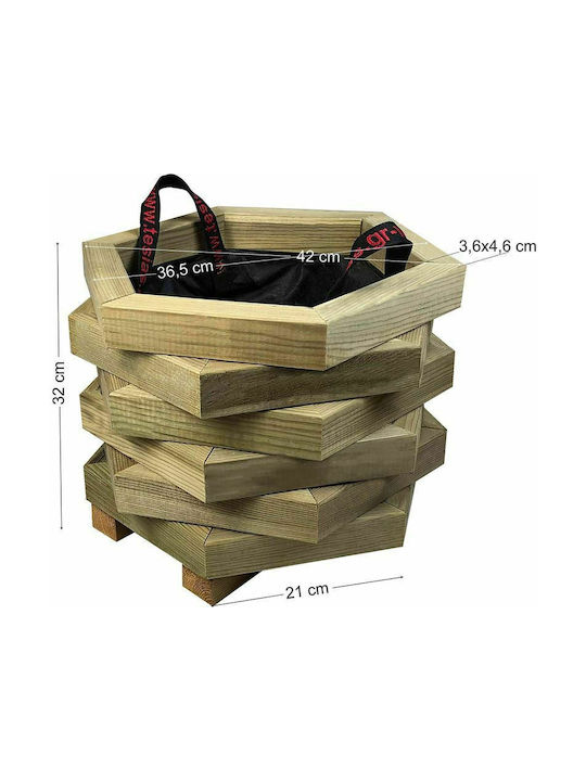Tesias Planter Dodecagonal with Closed Corners Pot Wooden 42x32cm.